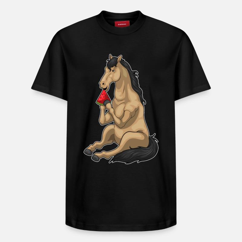 Pastèque cheval - T-shirt unisexe décontracté en coton Supima – de SPREAD - noir