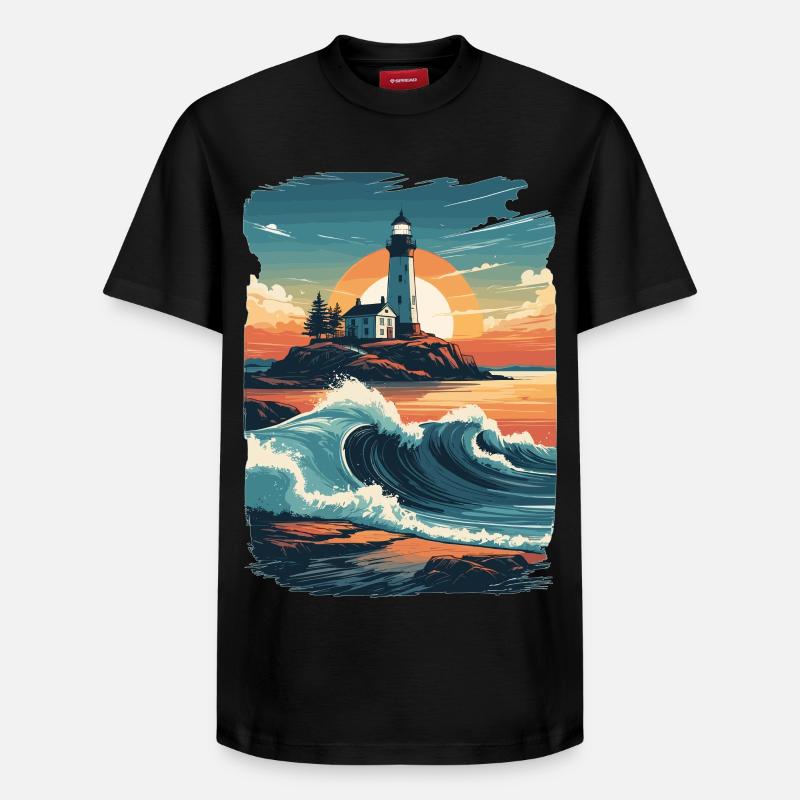 Lighthouse - Relaxed Unisex Supima Cotton T-Shirt – by SPREAD - black