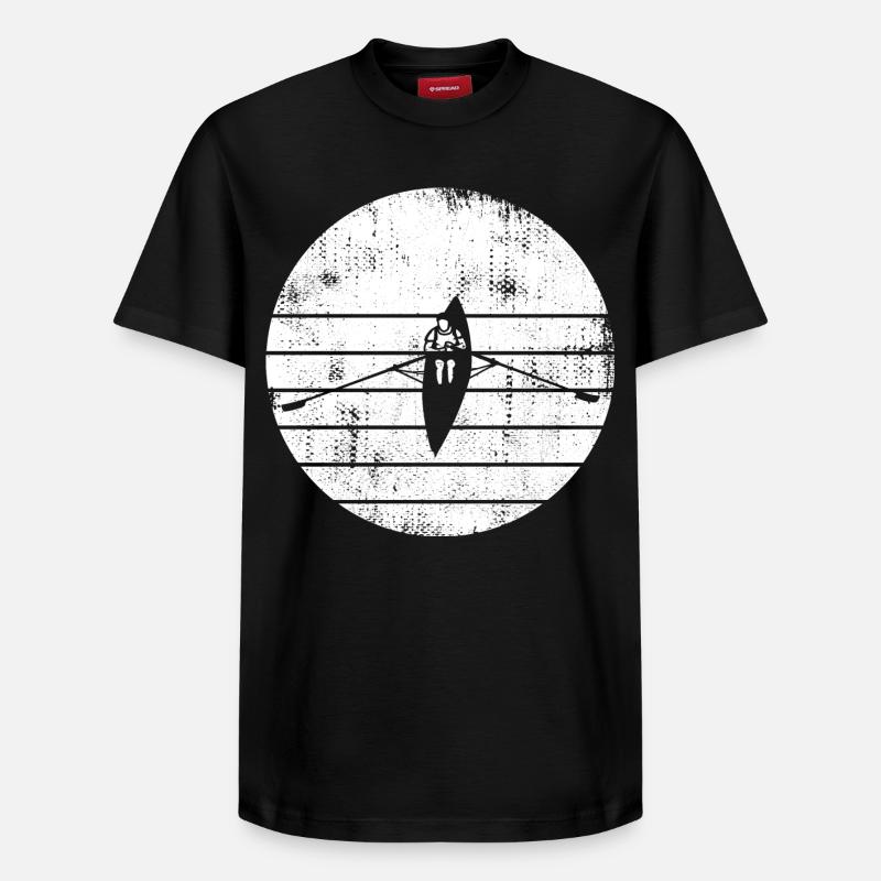 Dessin de bateau à rames - T-shirt unisexe décontracté en coton Supima – de SPREAD - noir