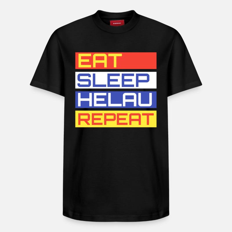EAT SLEEP HELAU REPEAT Design - Relaxed Unisex Supima Cotton T-Shirt – von SPREAD - Schwarz