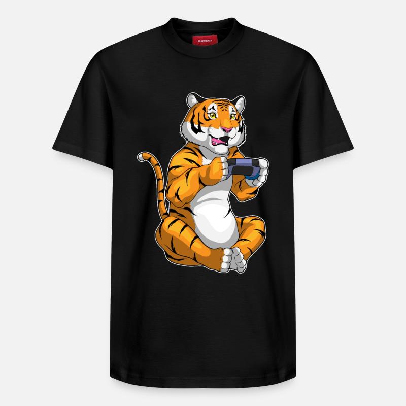 Tiger Gamer Controller - Relaxed Unisex Supima Cotton T-Shirt – von SPREAD - Schwarz
