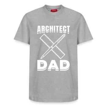 Papa architecte - T-shirt unisexe décontracté en coton Supima – de SPREAD - gris chiné - Devant - AI Model Female 172 dark (172cm) & AI Model Male 185 dark (185cm)
