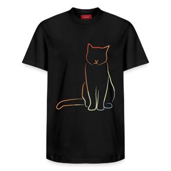 Chat au look vintage - T-shirt unisexe décontracté en coton Supima – de SPREAD - noir - Devant - AI Model Female 172 light (172cm) & AI Model Male 178 light (178cm)