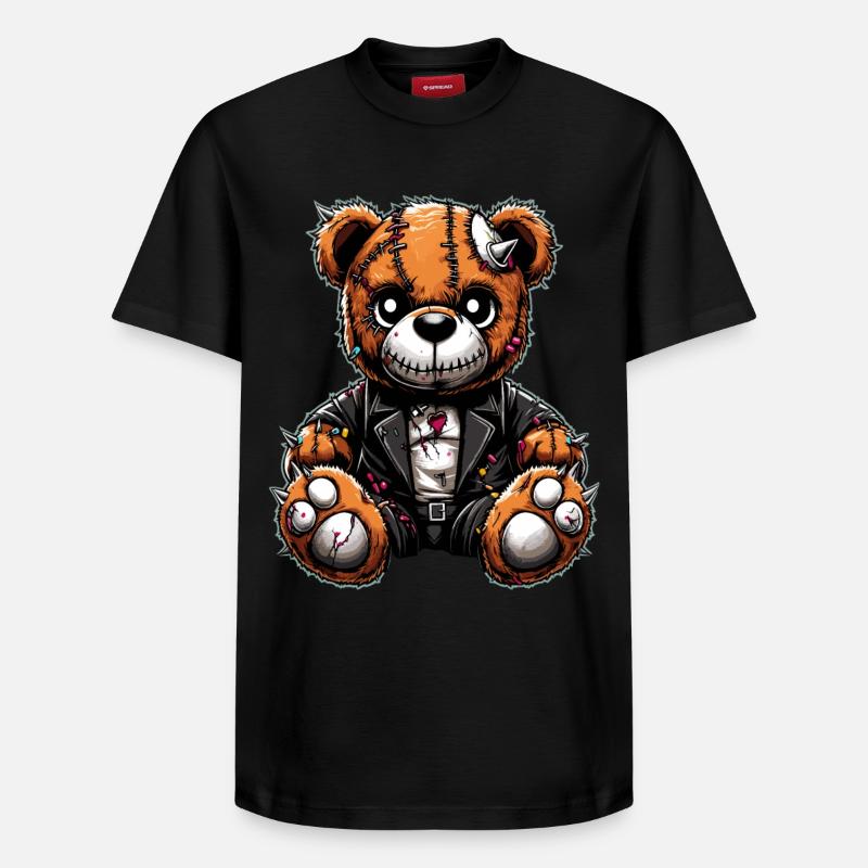 Ours en peluche Punk Rebel - T-shirt unisexe décontracté en coton Supima – de SPREAD - noir