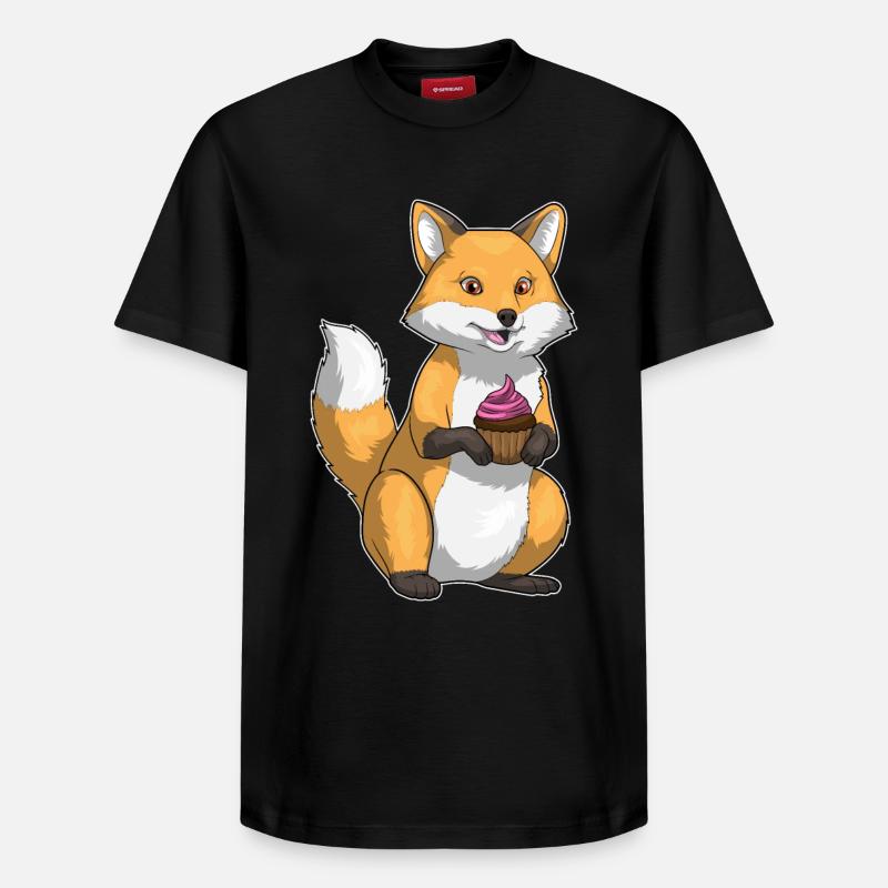 Cupcake d’anniversaire renard - T-shirt unisexe décontracté en coton Supima – de SPREAD - noir