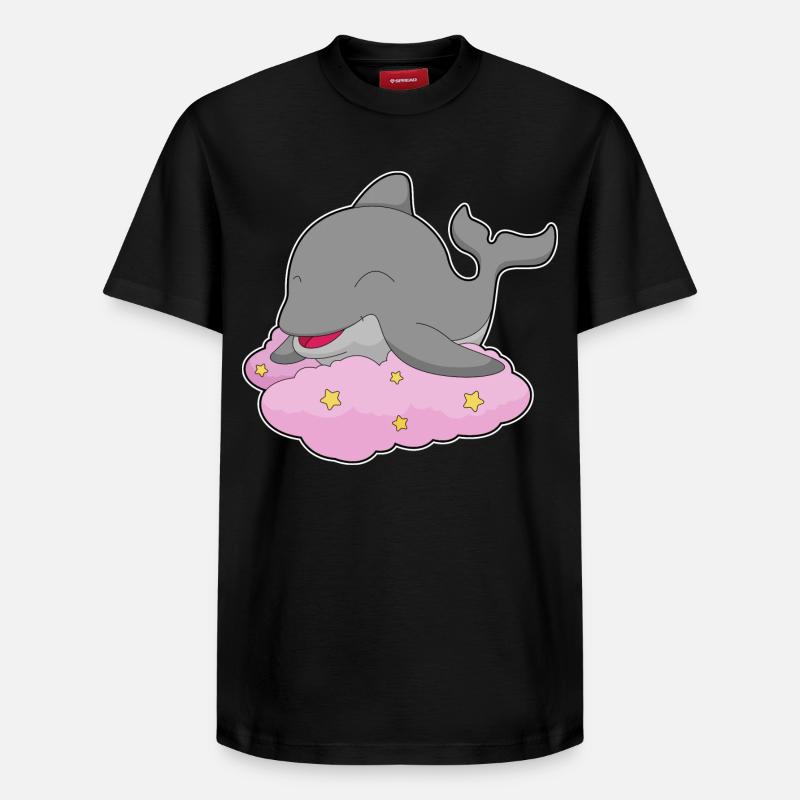 Dauphin Nuages Étoiles - T-shirt unisexe décontracté en coton Supima – de SPREAD - noir