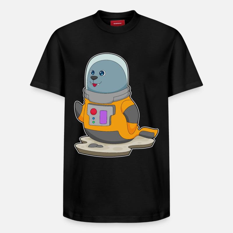 Seal Astronaut Space - T-shirt unisexe décontracté en coton Supima – de SPREAD - noir