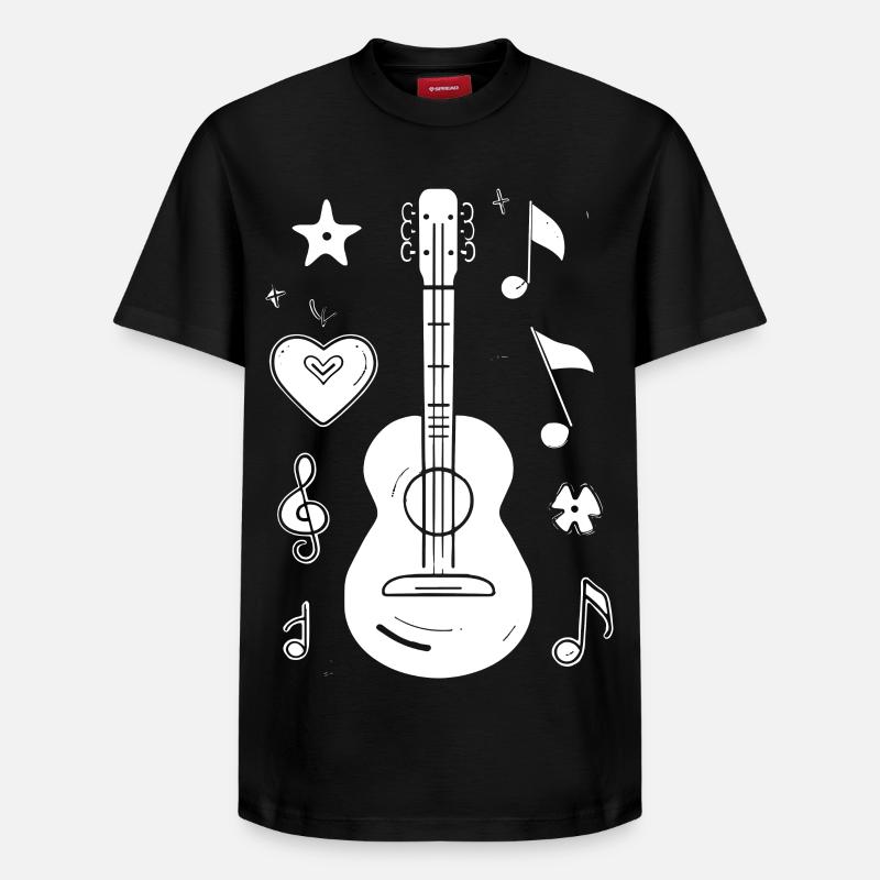 Dessin de ukulélé - T-shirt unisexe décontracté en coton Supima – de SPREAD - noir