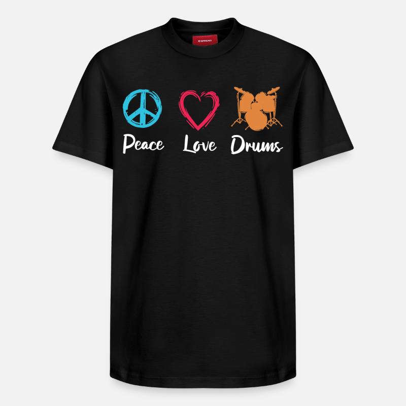 Peace Love Drums - Relaxed Unisex Supima Cotton T-Shirt – by SPREAD - black