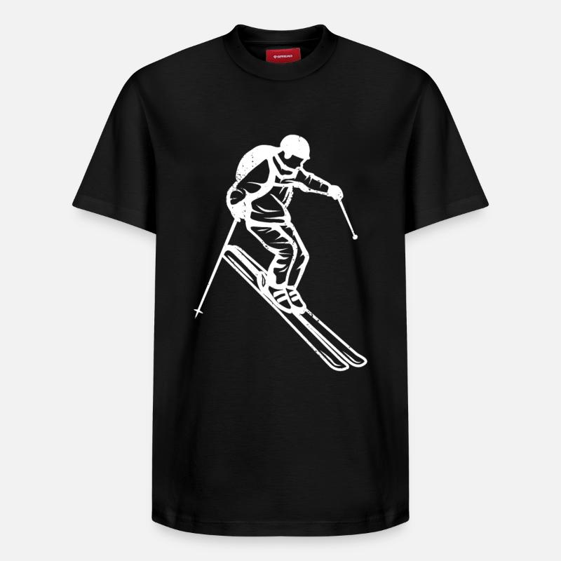 Dessin de skieur - T-shirt unisexe décontracté en coton Supima – de SPREAD - noir