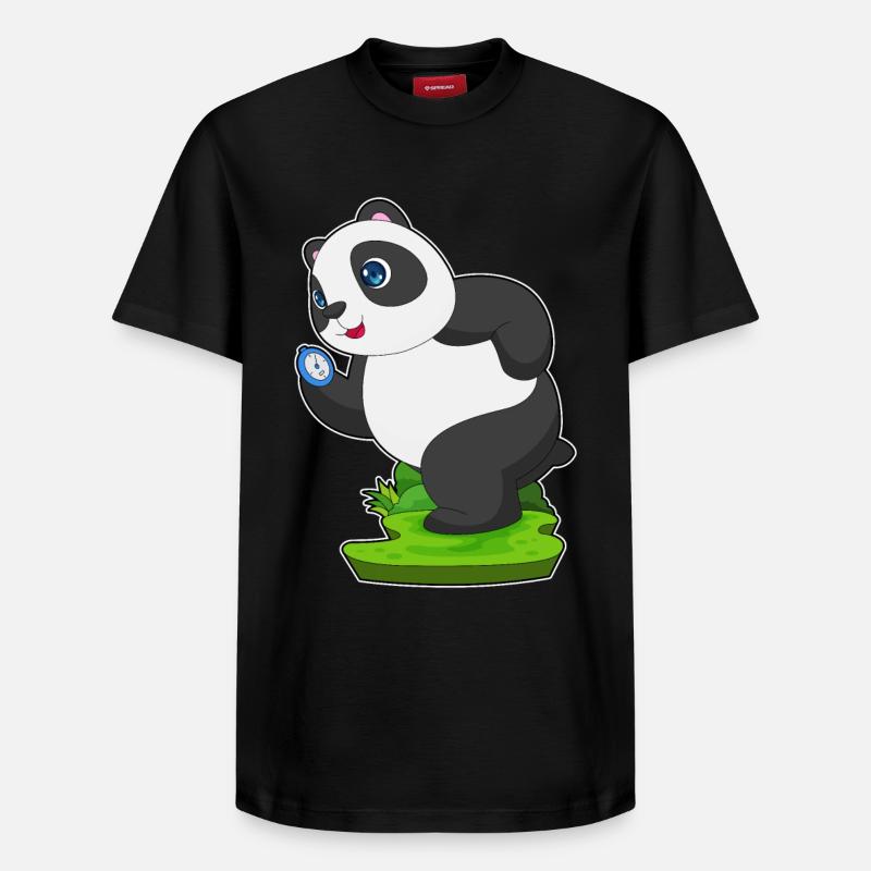 Panda Jogger Chronomètre Jogging - T-shirt unisexe décontracté en coton Supima – de SPREAD - noir