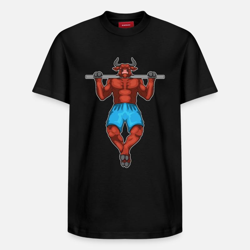 Taurus Bodybuilder Pull-Ups Musculation - T-shirt unisexe décontracté en coton Supima – de SPREAD - noir