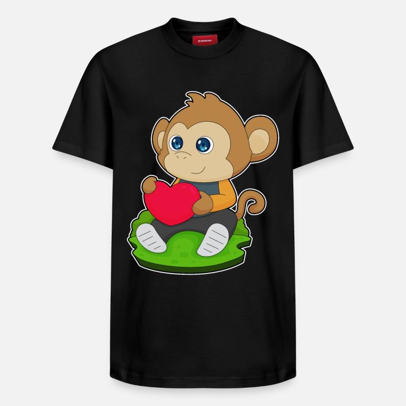 Affe Herz Luftballon - Relaxed Unisex Supima Cotton T-Shirt – von SPREAD - Schwarz