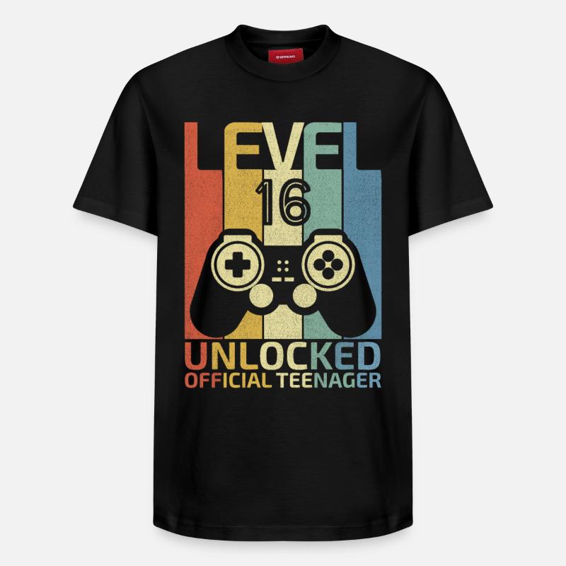 Niveau 16 : Adolescent officiel débloqué - T-shirt unisexe décontracté en coton Supima – de SPREAD - noir