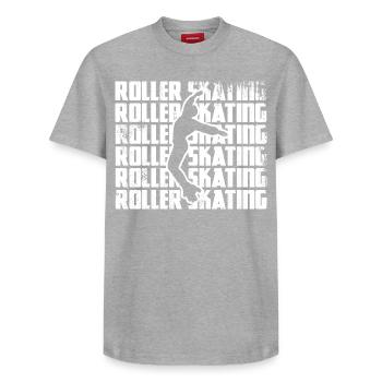 Patinage artistique à roulettes - T-shirt unisexe décontracté en coton Supima – de SPREAD - gris chiné - Devant - AI Model Female 172 dark (172cm) & AI Model Male 185 dark (185cm)