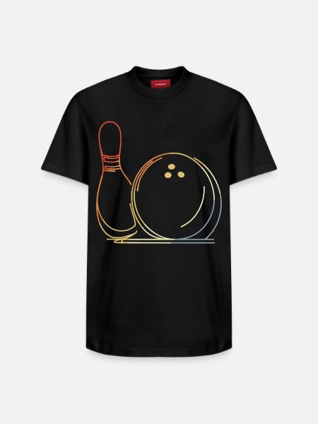 Bowling Ball and Pin Sketch - Relaxed Unisex Supima Cotton T-Shirt – by SPREAD - black