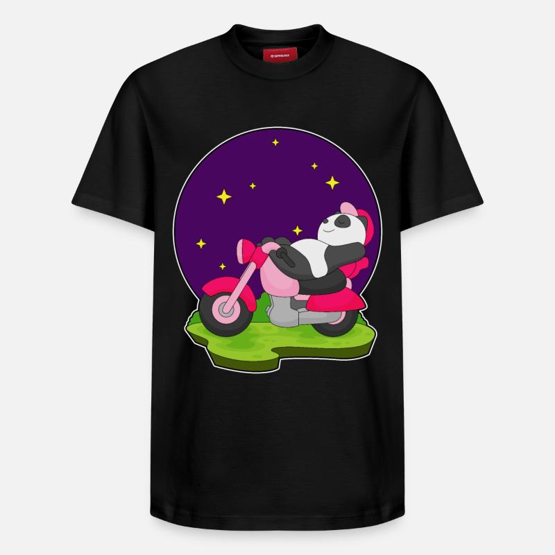 Moto Panda - T-shirt unisexe décontracté en coton Supima – de SPREAD - noir