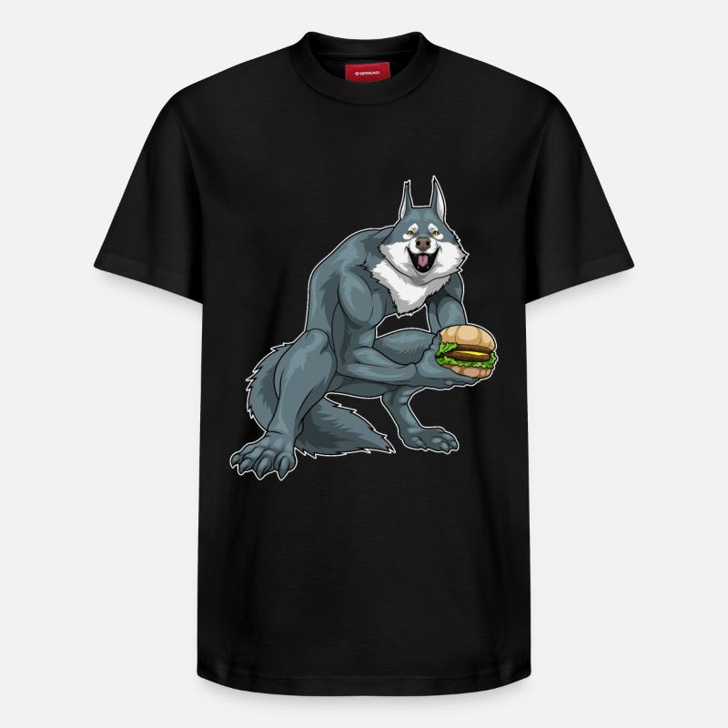Werwolf Halloween Burger - Relaxed Unisex Supima Cotton T-Shirt – von SPREAD - Schwarz