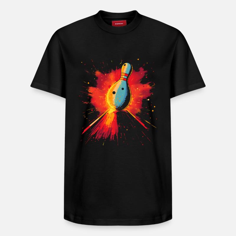 Bowling Retrowave - Relaxed Unisex Supima Cotton T-Shirt – von SPREAD - Schwarz