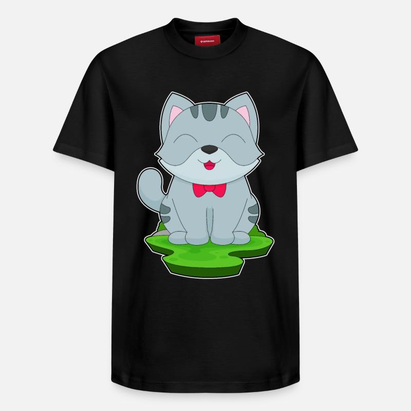 Katze Schleife - Relaxed Unisex Supima Cotton T-Shirt – von SPREAD - Schwarz