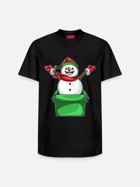 Snowman Christmas Cardboard Box - Relaxed Unisex Supima Cotton T-Shirt – by SPREAD - black