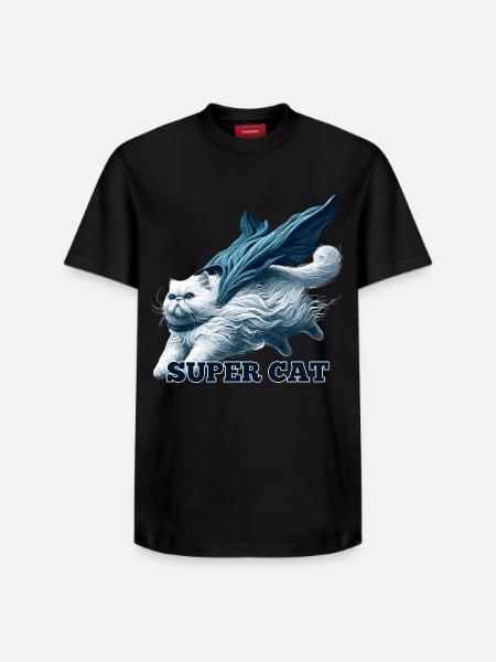 Super Cat persisk hvid persisk kattegave - Unisex T-shirt i Supima-bomuld med afslappet pasform – fra SPREAD - sort