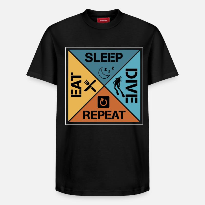 Eat sleep dive repeat - Relaxed Unisex Supima Cotton T-Shirt – von SPREAD - Schwarz