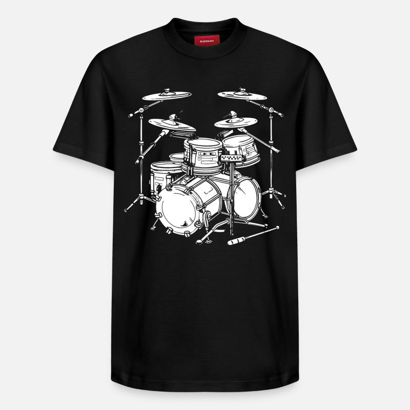 Graphismes de batterie - T-shirt unisexe décontracté en coton Supima – de SPREAD - noir