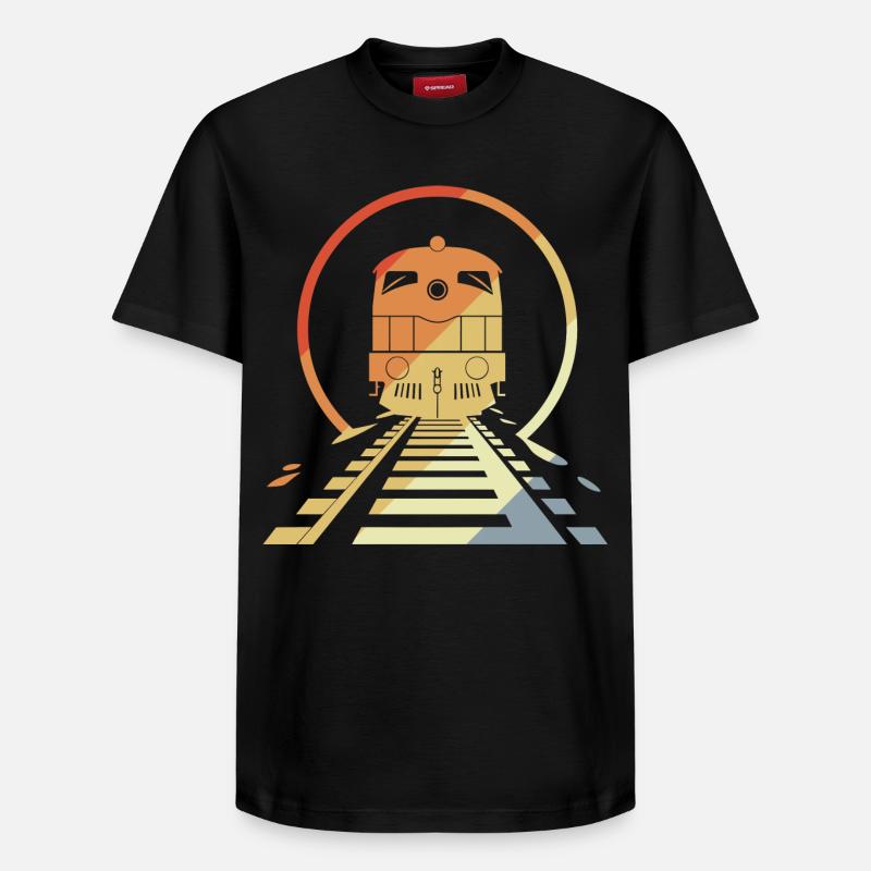 Chemin de fer rétro - T-shirt unisexe décontracté en coton Supima – de SPREAD - noir