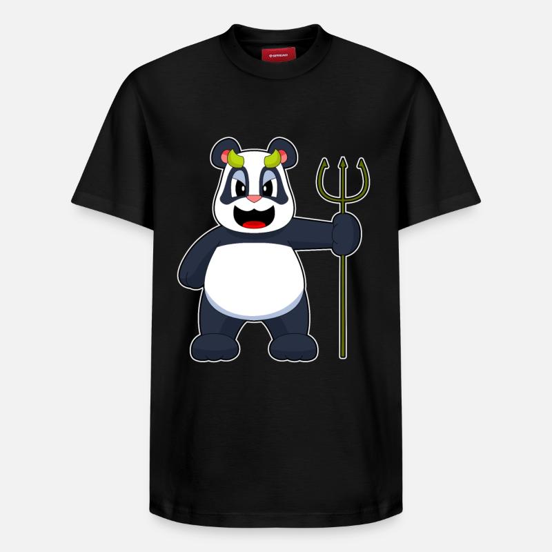 Panda Halloween Devil - Relaxed Unisex Supima Cotton T-Shirt – by SPREAD - black