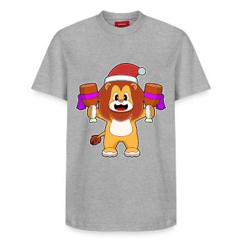 Löwe Weihnachten Fleisch - Relaxed Unisex Supima Cotton T-Shirt – von SPREAD - Grau meliert - Vorne - AI Model Female 172 dark (172cm) & AI Model Male 185 dark (185cm)