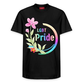 LGBT Stolz - Relaxed Unisex Supima Cotton T-Shirt – von SPREAD - Schwarz - Vorne - AI Model Female 172 light (172cm) & AI Model Male 178 light (178cm)