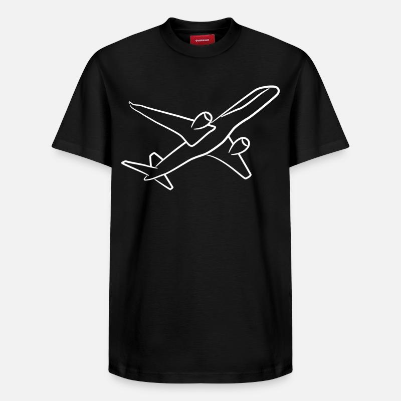Airplane Sketch - Relaxed Unisex Supima Cotton T-Shirt – by SPREAD - black