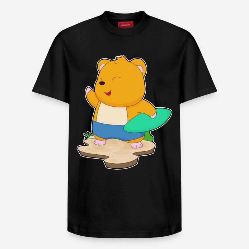 Hamster Surfer Planche de surf - T-shirt unisexe décontracté en coton Supima – de SPREAD - noir