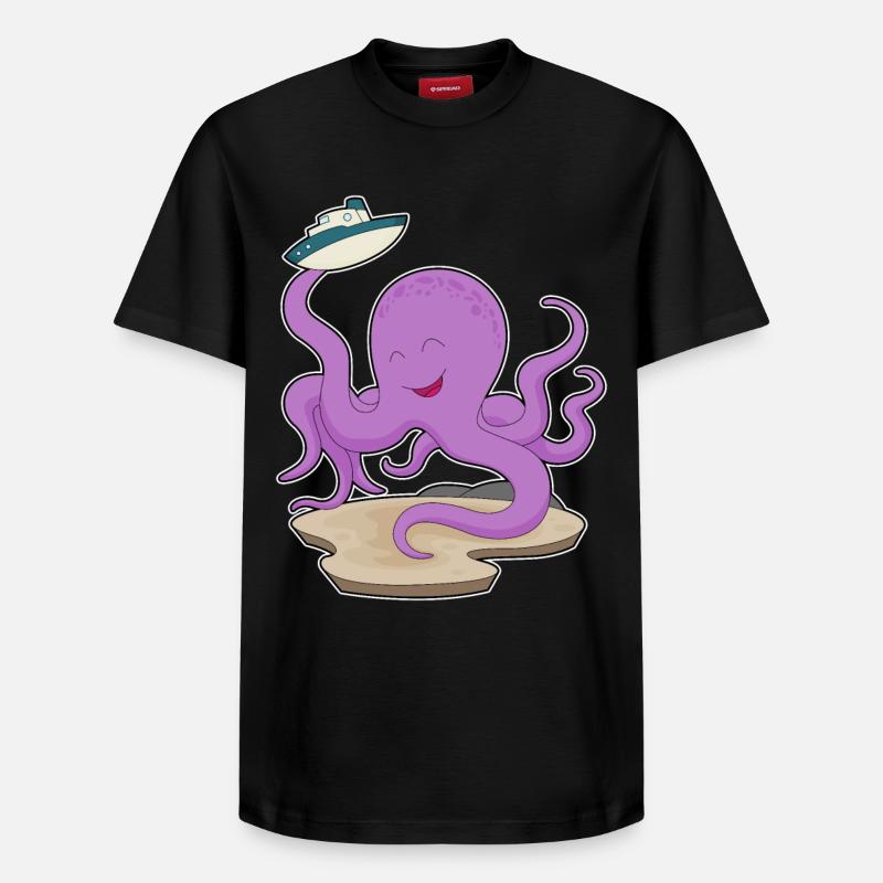 Bateau jouet Octopus - T-shirt unisexe décontracté en coton Supima – de SPREAD - noir