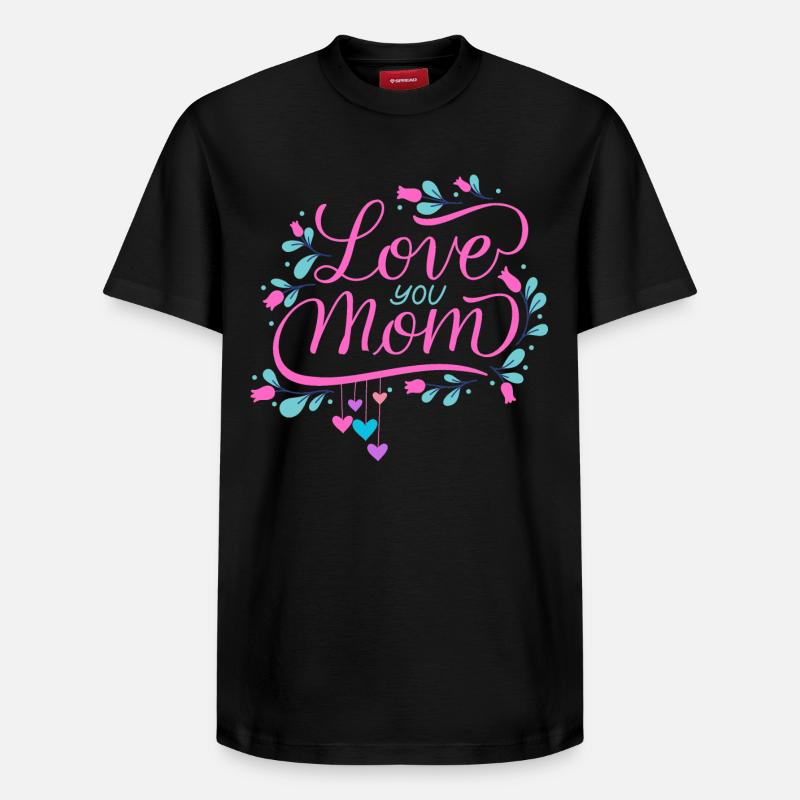 Je t'aime, maman - T-shirt unisexe décontracté en coton Supima – de SPREAD - noir