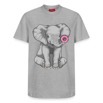 Elefant Donut - Relaxed Unisex Supima Cotton T-Shirt – von SPREAD - Grau meliert - Vorne - AI Model Female 172 dark (172cm) & AI Model Male 185 dark (185cm)