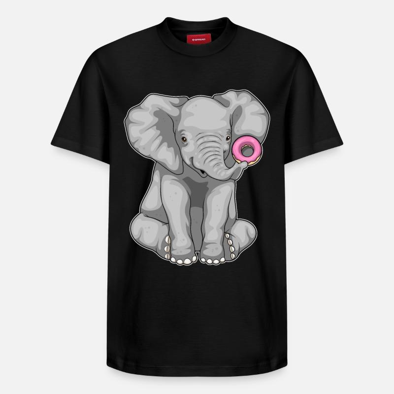 Elefant Donut - Relaxed Unisex Supima Cotton T-Shirt – von SPREAD - Schwarz