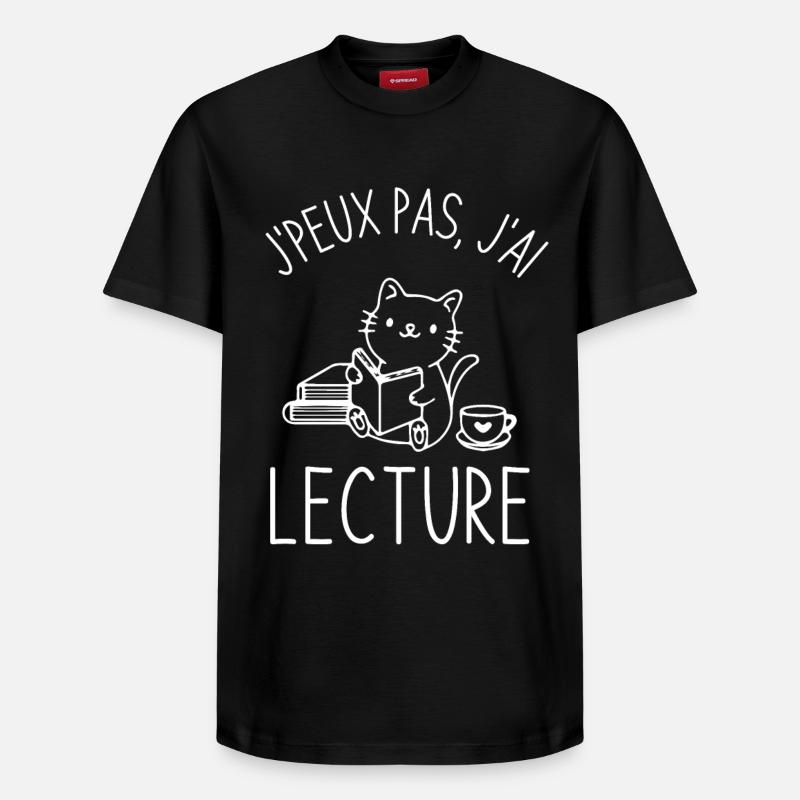 Lecture café chat mignon - T-shirt unisexe décontracté en coton Supima – de SPREAD - noir