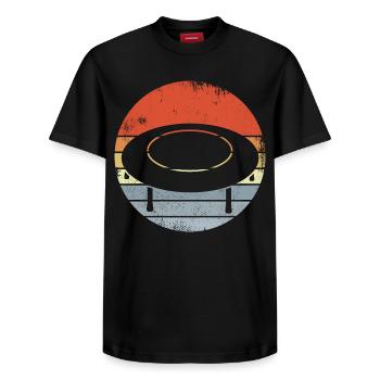 Dessin de trampoline vintage - T-shirt unisexe décontracté en coton Supima – de SPREAD - noir - Devant - AI Model Female 172 light (172cm) & AI Model Male 178 light (178cm)