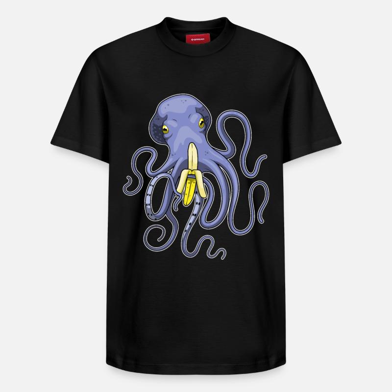 Poulpe Banane - T-shirt unisexe décontracté en coton Supima – de SPREAD - noir
