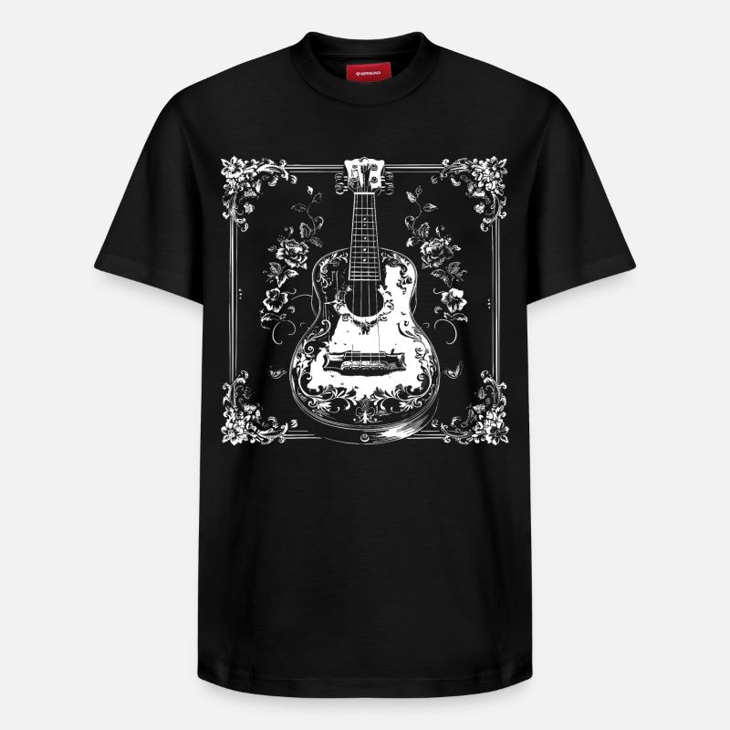 Ukulélé Dessin animé - T-shirt unisexe décontracté en coton Supima – de SPREAD - noir