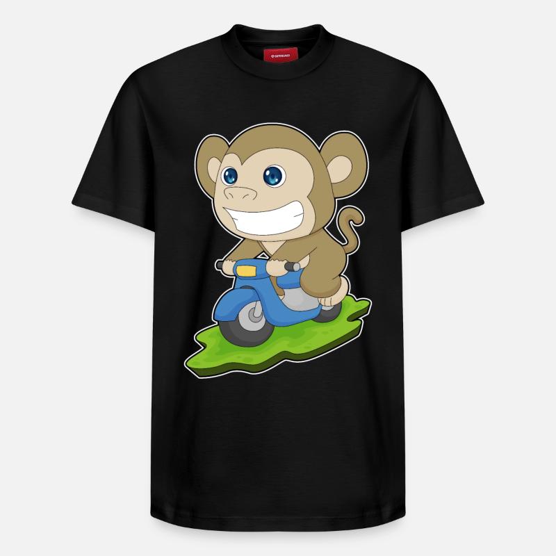 Affe Motorroller - Relaxed Unisex Supima Cotton T-Shirt – von SPREAD - Schwarz