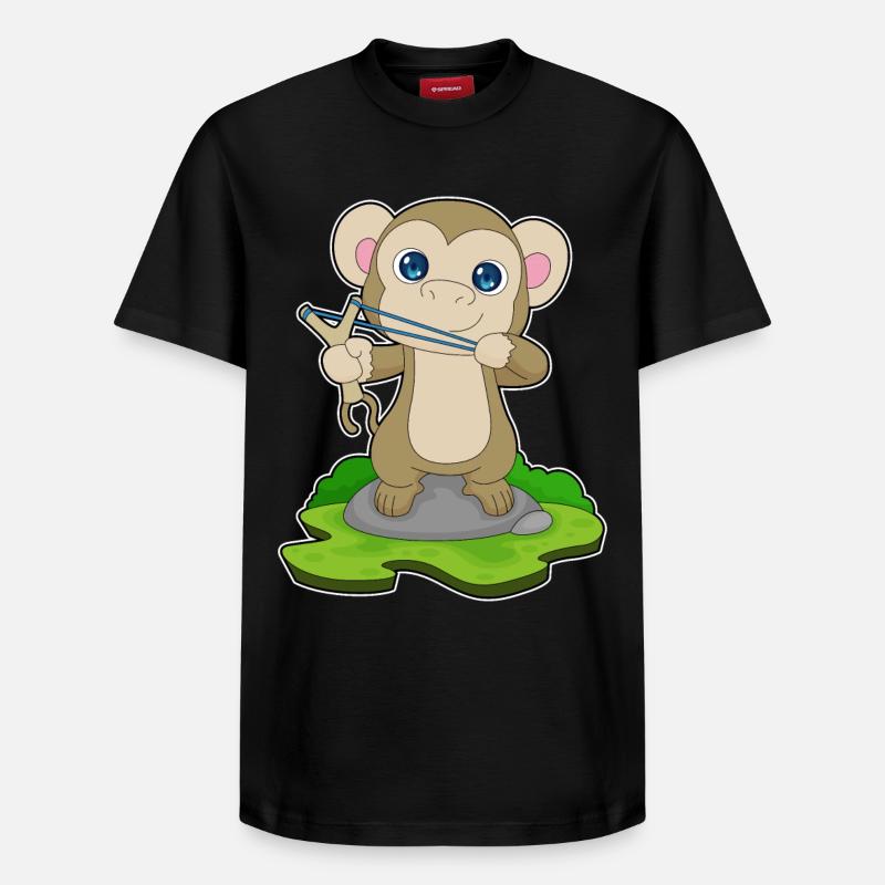 Monkey Slingshot - Relaxed Unisex Supima Cotton T-Shirt – by SPREAD - black
