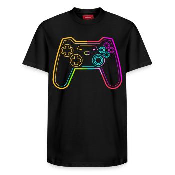 Video Games Sketch - Relaxed Unisex Supima Cotton T-Shirt – by SPREAD - black - Front - AI Model Female 172 light (172cm) & AI Model Male 178 light (178cm)