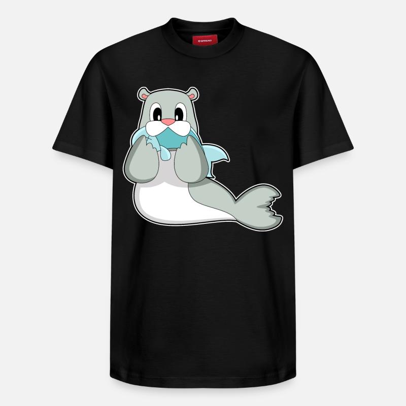 Poisson phoque - T-shirt unisexe décontracté en coton Supima – de SPREAD - noir