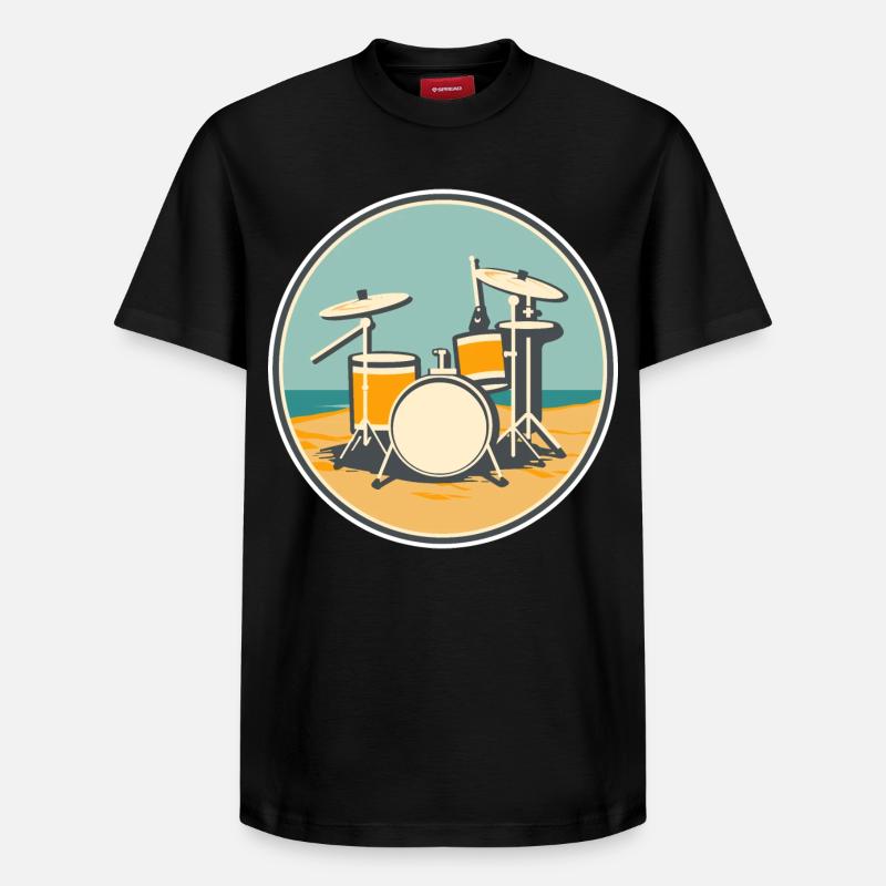 Drum Set Illustration - Relaxed Unisex Supima Cotton T-Shirt – von SPREAD - Schwarz