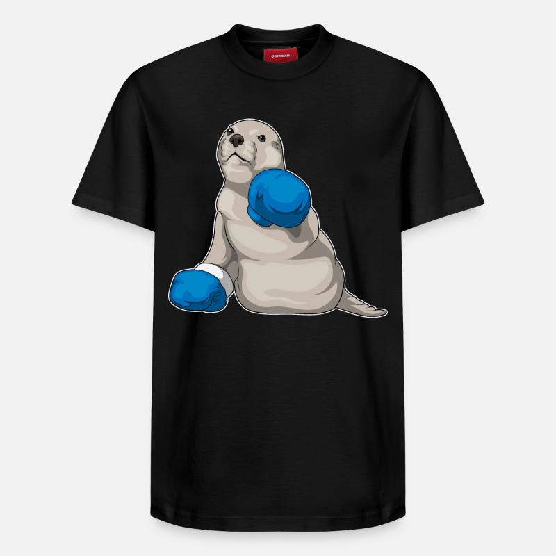 Seehund Boxer Boxhandschuhe Boxen - Relaxed Unisex Supima Cotton T-Shirt – von SPREAD - Schwarz