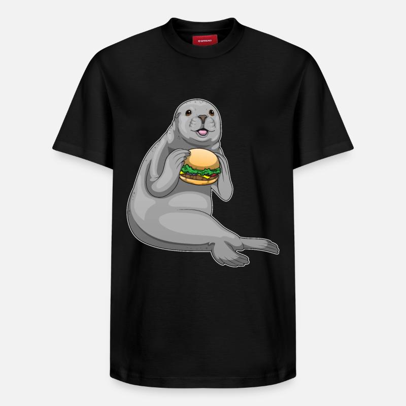 Burger de phoque - T-shirt unisexe décontracté en coton Supima – de SPREAD - noir