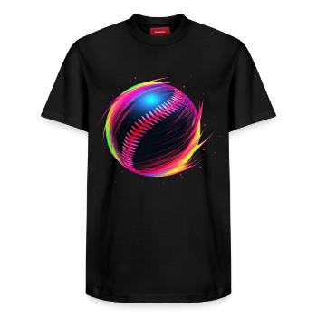 Baseball Ball Vaporwave - Relaxed Unisex Supima Cotton T-Shirt – von SPREAD - Schwarz - Vorne - AI Model Female 172 light (172cm) & AI Model Male 178 light (178cm)